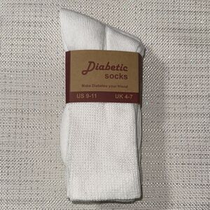 Diabetic Socks 3 pk White Cotton Blend Unisex Loose Top Cushioned Socks